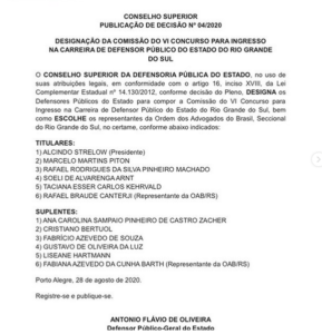 Concurso Dpe Rs Comiss O Formada Para Defensor Dire O Concursos