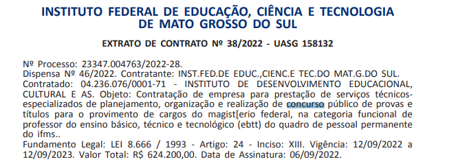 Concurso Ifms Extrato De Contrato Publicado Edital Iminente