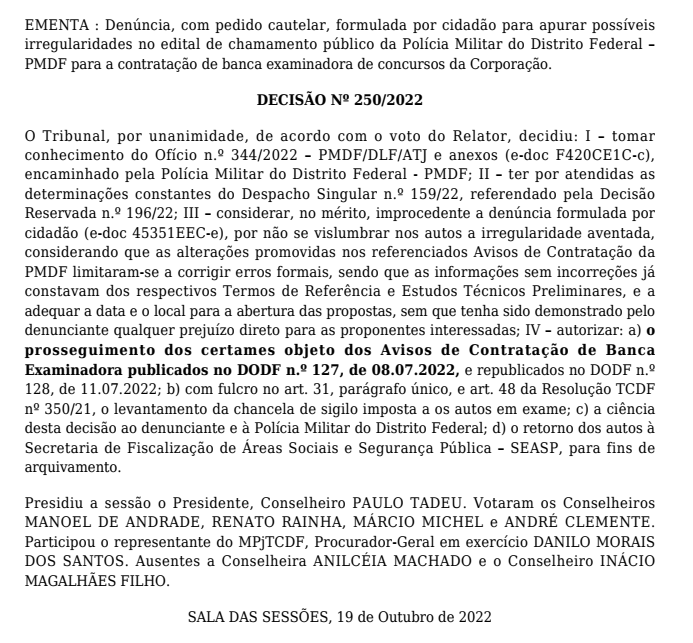 Concurso PMDF TCDF Libera Prosseguimento De Escolha De Banca