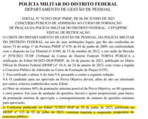 Concurso PMDF edital retificado nota de corte será reduzida