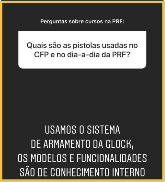 Pistolas usadas no CFP e no dia a dia da PRF