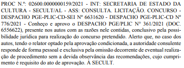 Concurso Secult AL: parecer PGE