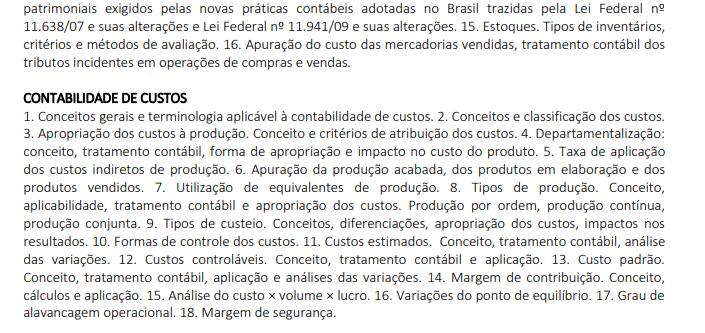 concurso sefaz es conteudo programatico