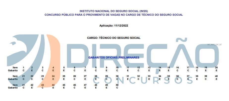 gabarito INSS Guarulhos