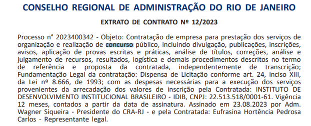 extrato de contrato concurso cra rj