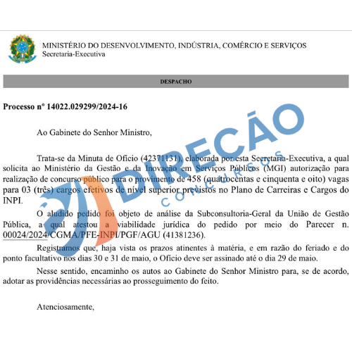 solicitação concurso INPI 2024