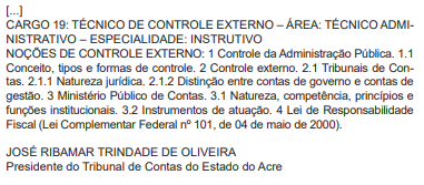 RETIFICAÇÃO EDITAL TCE AC