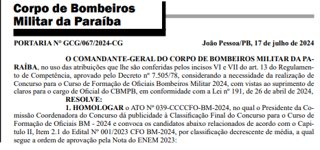 concurso Bombeiros PB