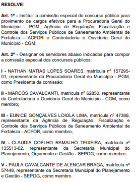 Concurso Cgm Fortaleza Comiss O Formada Primeiro Edital Em Breve