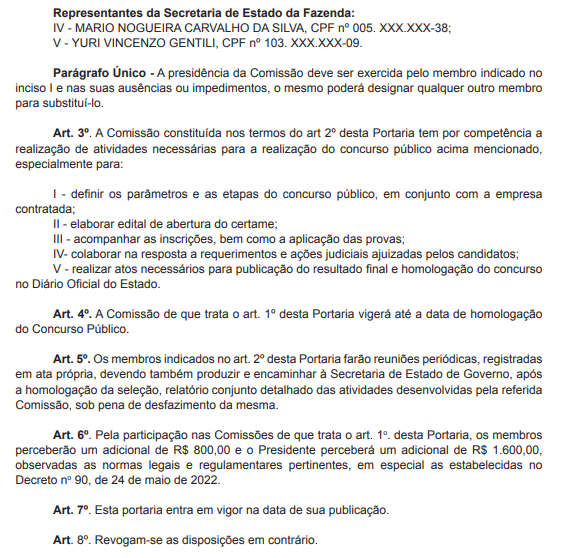 comissão organizadora do novo concurso Sefaz SE