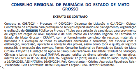 extrato de contrato concurso CRF MT