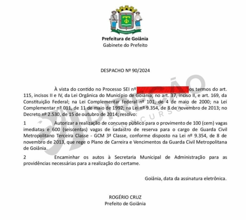 autorização concurso Guarda de Goiânia