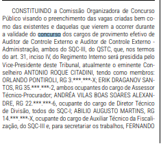 comissão organizadora do novo concurso TCE SP