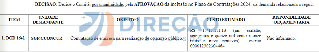 contratação da banca organizadora do concurso TRE TO