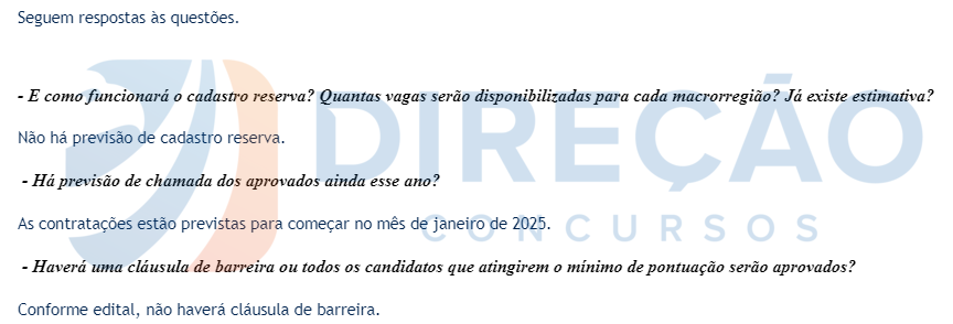 resposta Correios, sobre formação de cadastro de reserva