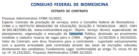 extrato de contrato banca do concurso CFBM