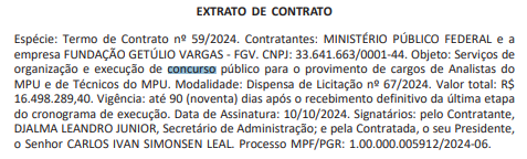 extrato de contrato concurso MPU