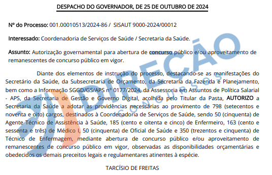 autorização concurso SES SP