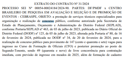 extrato de contrato PMDF