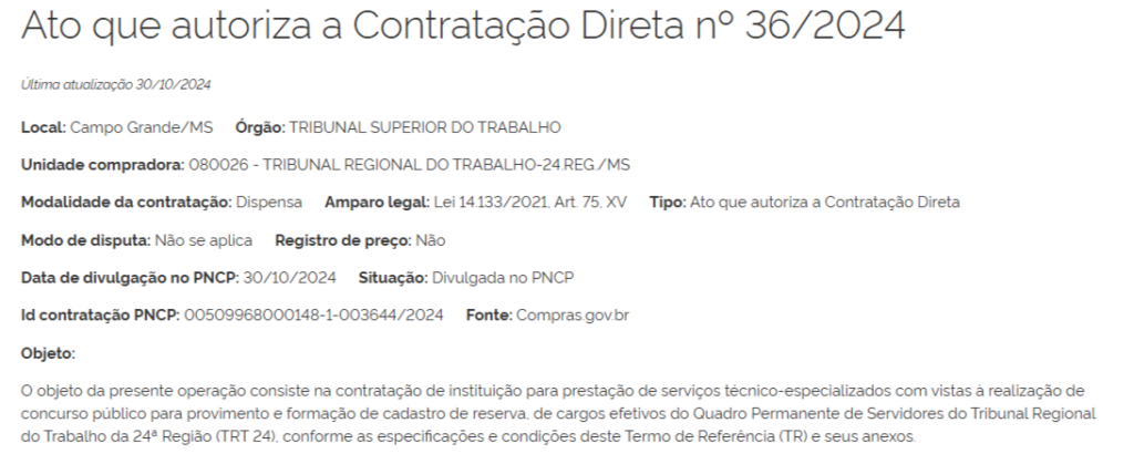 banca organizadora do concurso TRT MS