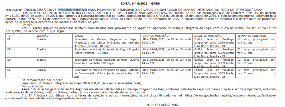 extrato de edital Ibama temporários